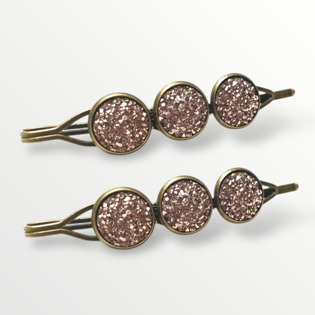 Color hairclip sparkling schuifspeld 2 stuks - brons