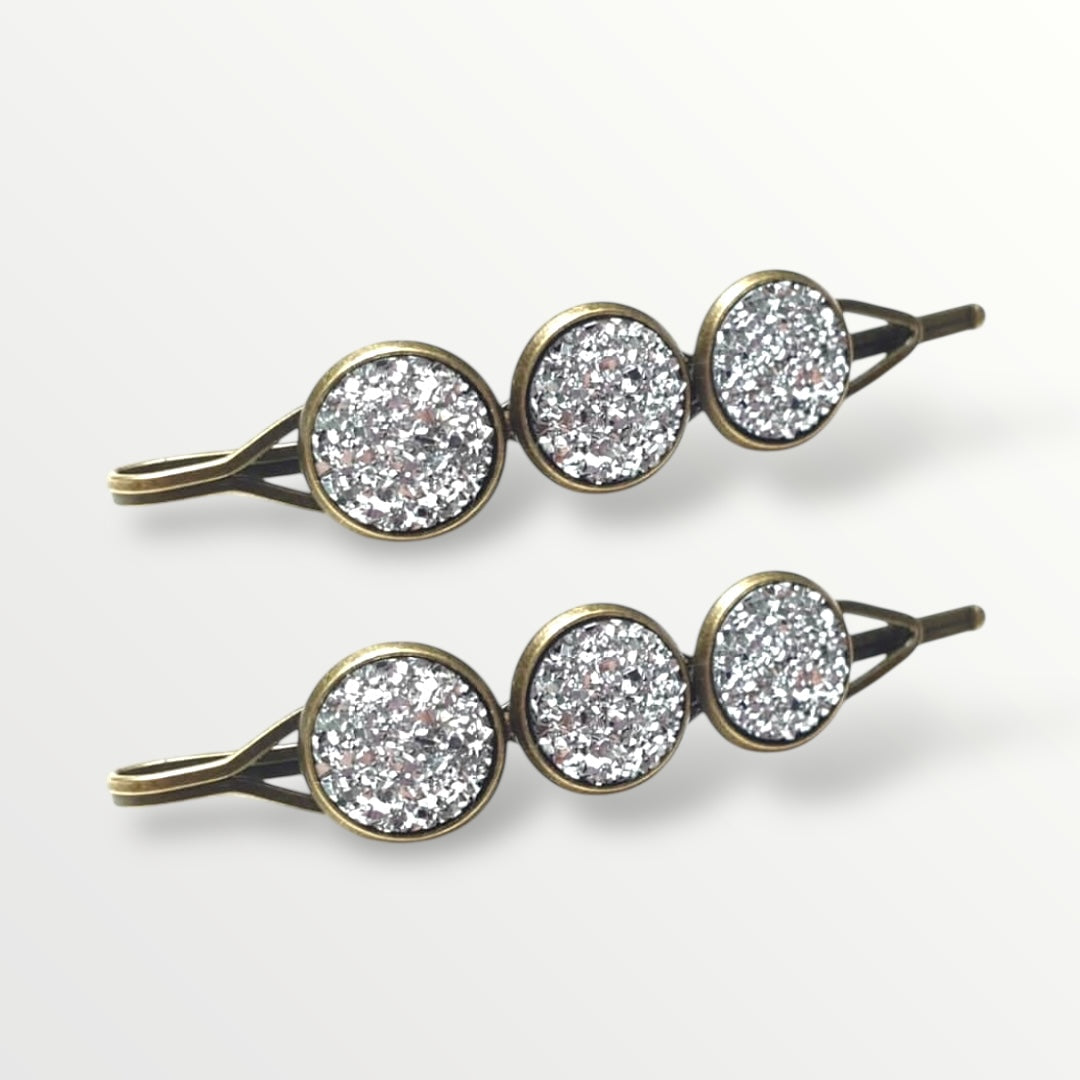 Color hairclip sparkling schuifspeld 2 stuks - zilver