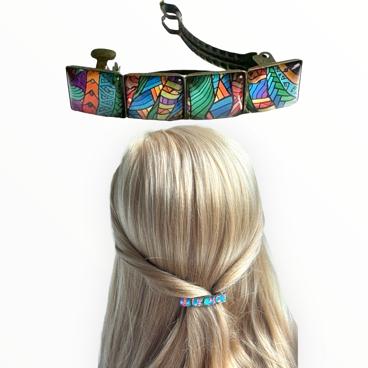 Color Hairclip vierkant blauwmix 001