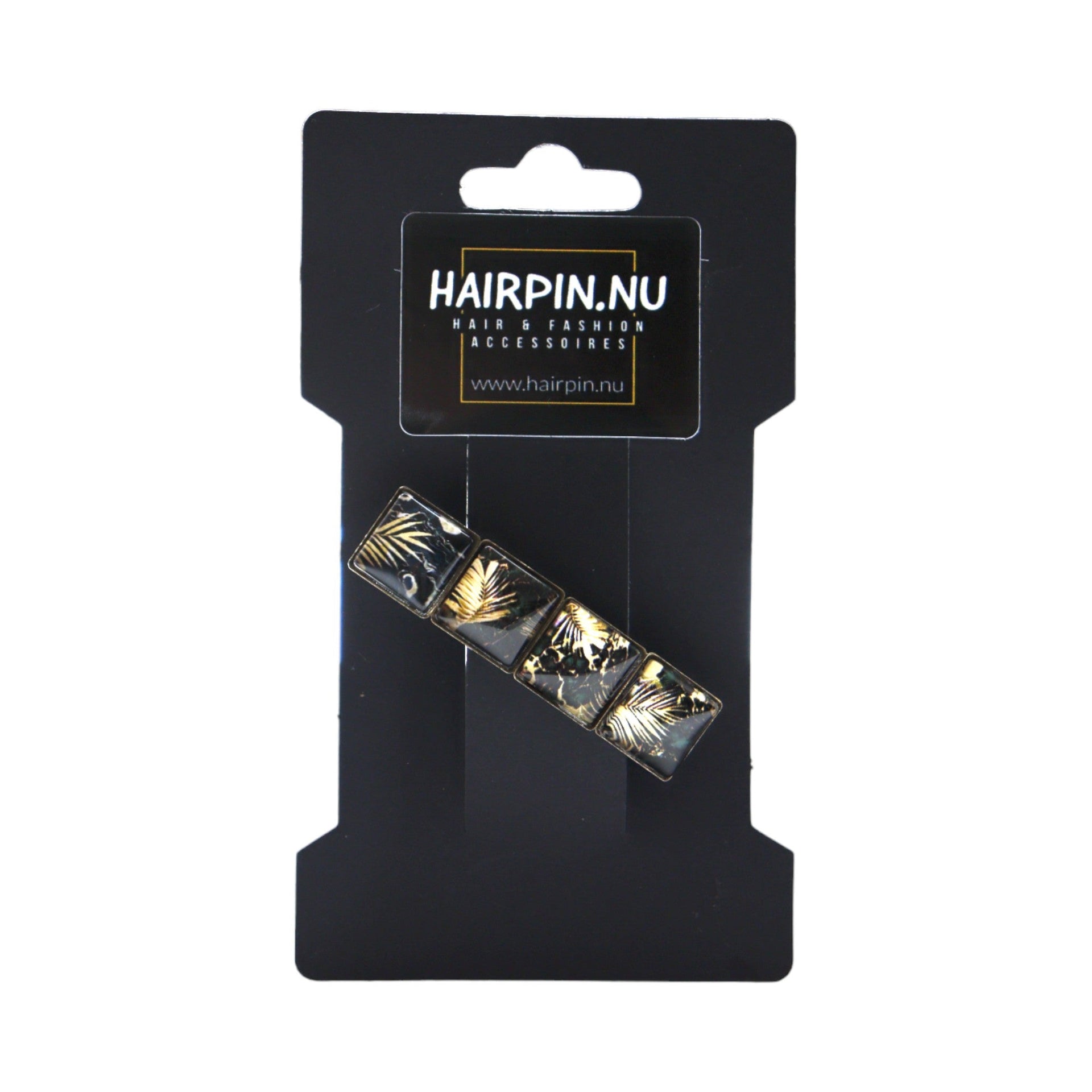 Color hairclip vierkant zwart-goud mix 004 - original hairclip