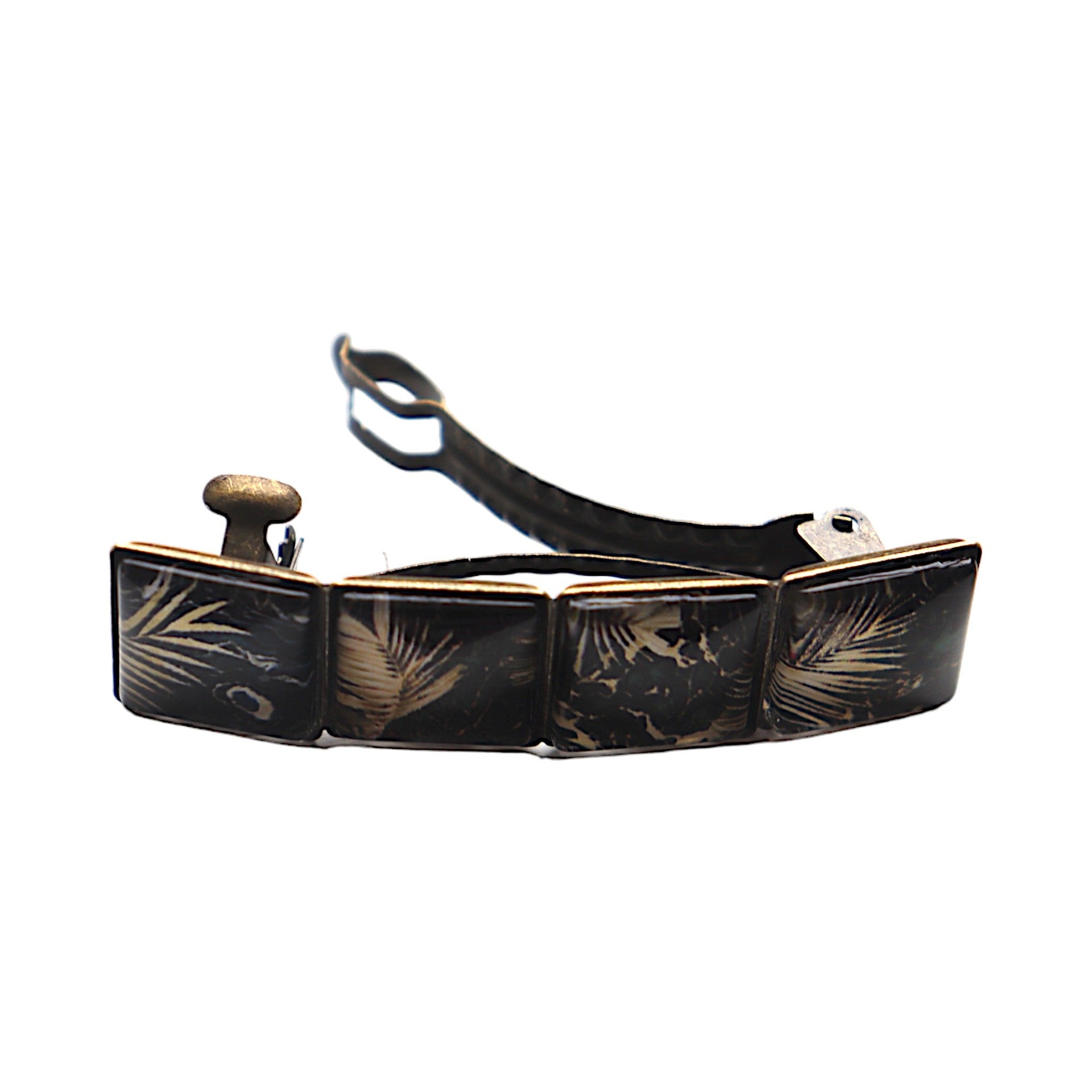 Color hairclip vierkant zwart-goud mix 004 - original hairclip