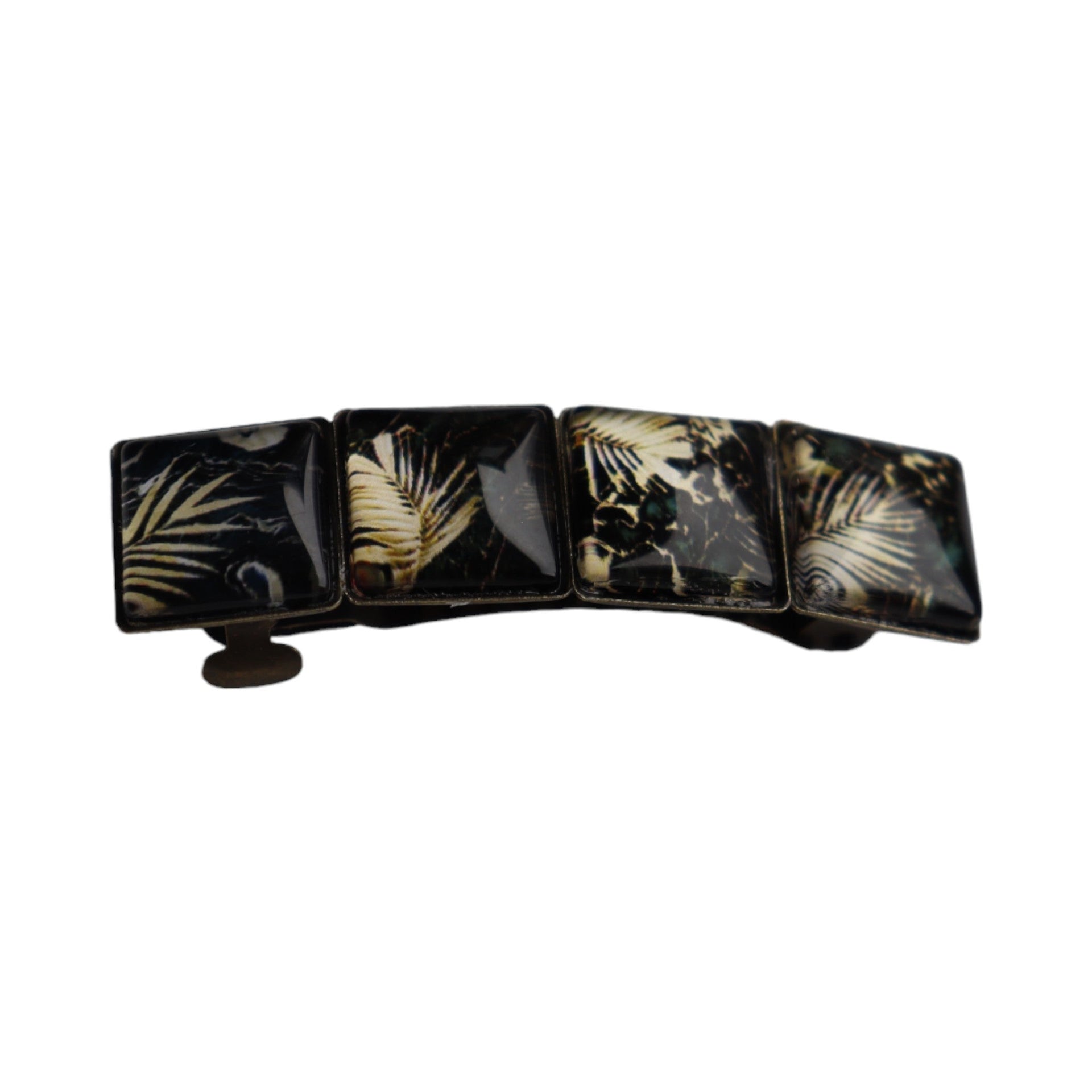 Color hairclip vierkant zwart-goud mix 004 - original hairclip