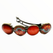 Color hairclip xl glas cabochon haarspeld bruin orange ibiza print 0121