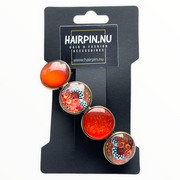 Color hairclip xl glas cabochon haarspeld bruin orange ibiza print 0121