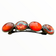 Color hairclip xl glas cabochon haarspeld bruin orange ibiza print 0121