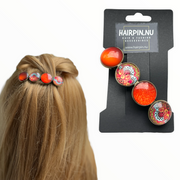 Color hairclip xl glas cabochon haarspeld bruin orange ibiza print 0121