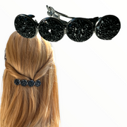 Color hairclip xl glas cabochon haarspeld robuust zwart 0126