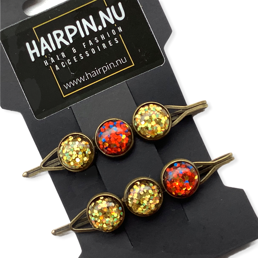 Color schuifspeld bruin-goud glossy 2 stuks - hairclip