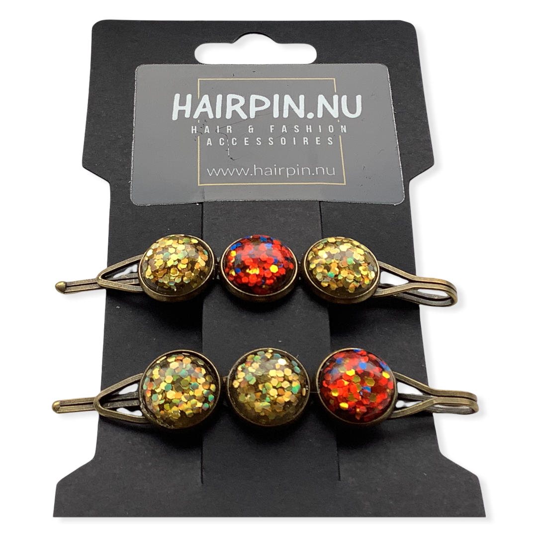Color schuifspeld bruin-goud glossy 2 stuks - hairclip