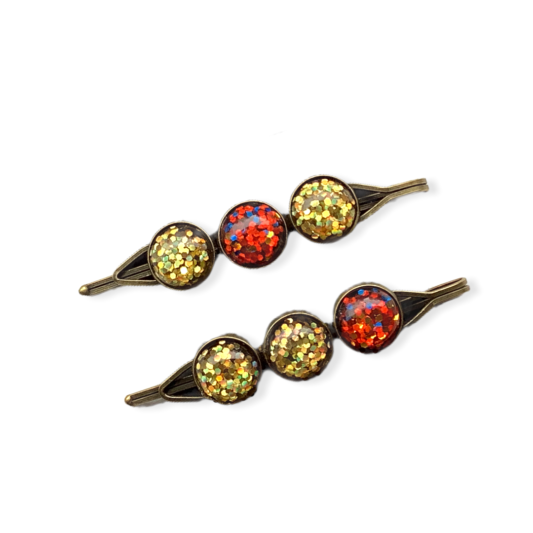 Color schuifspeld bruin-goud glossy 2 stuks - hairclip