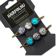 Color schuifspeld glossy blauw-zilver 2 stuks - hairclip