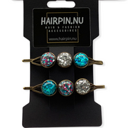 Color schuifspeld glossy blauw-zilver 2 stuks - hairclip