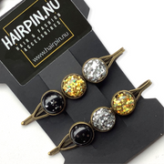 Color schuifspeld glossy goud-zwart-zilver 2 stuks - hairclip