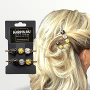 Color schuifspeld glossy goud-zwart-zilver 2 stuks - hairclip