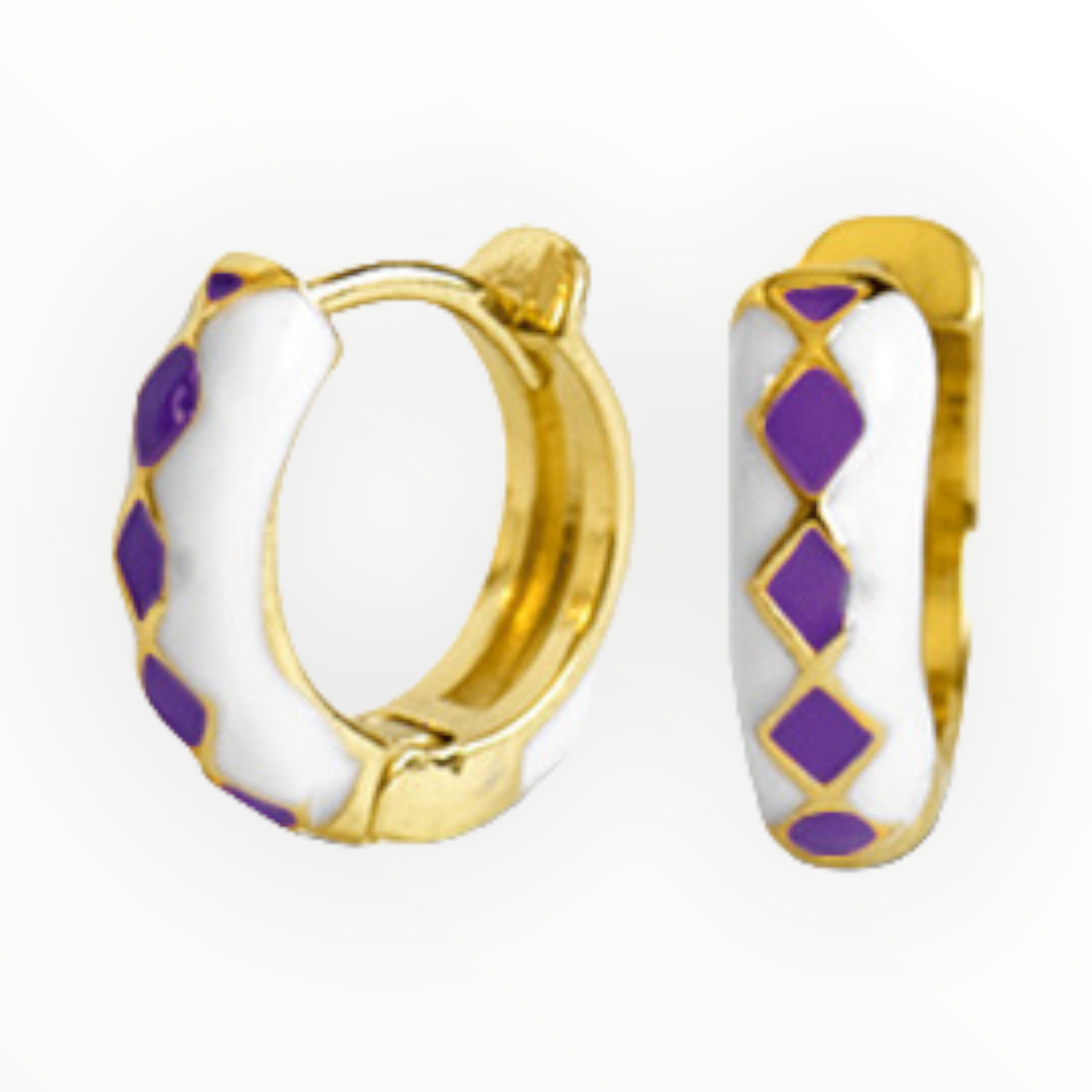 Creolen trendy oorbellen purple-wit-goud - oorbellen