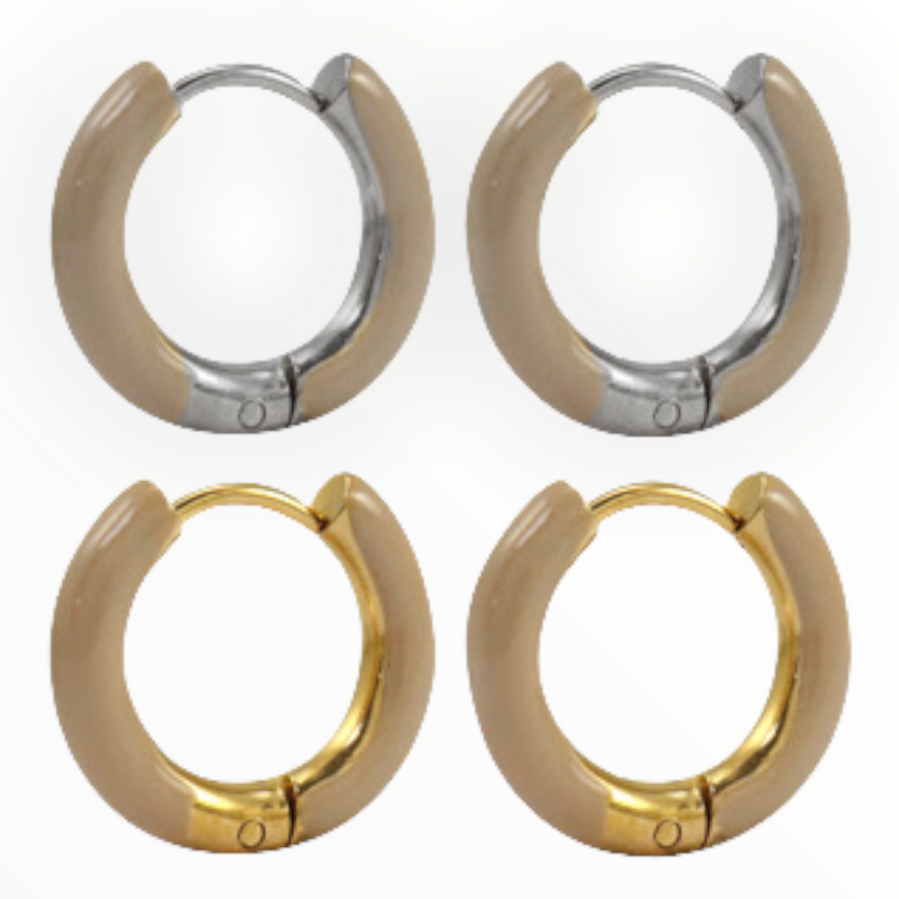 Creolen trendy oorbellen rond nude bruin-goud of zilver - oorbellen