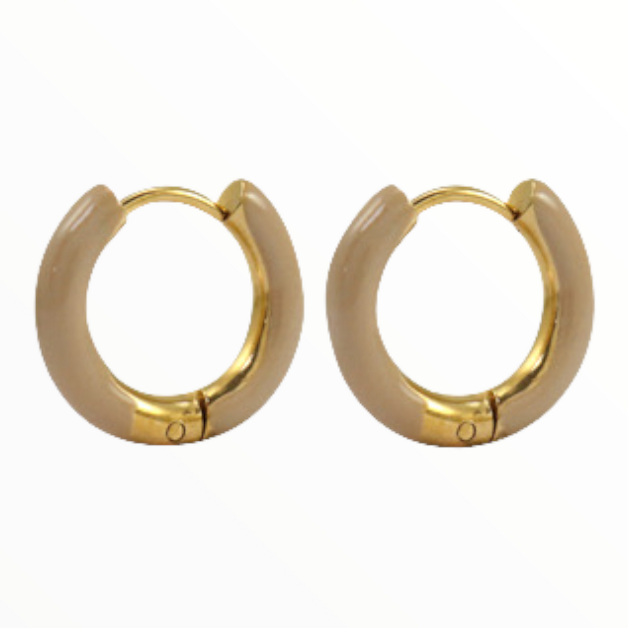 Creolen trendy oorbellen rond nude bruin-goud of zilver - goudkleur - oorbellen