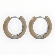 Creolen trendy oorbellen rond nude bruin-goud of zilver - zilverkleur - oorbellen
