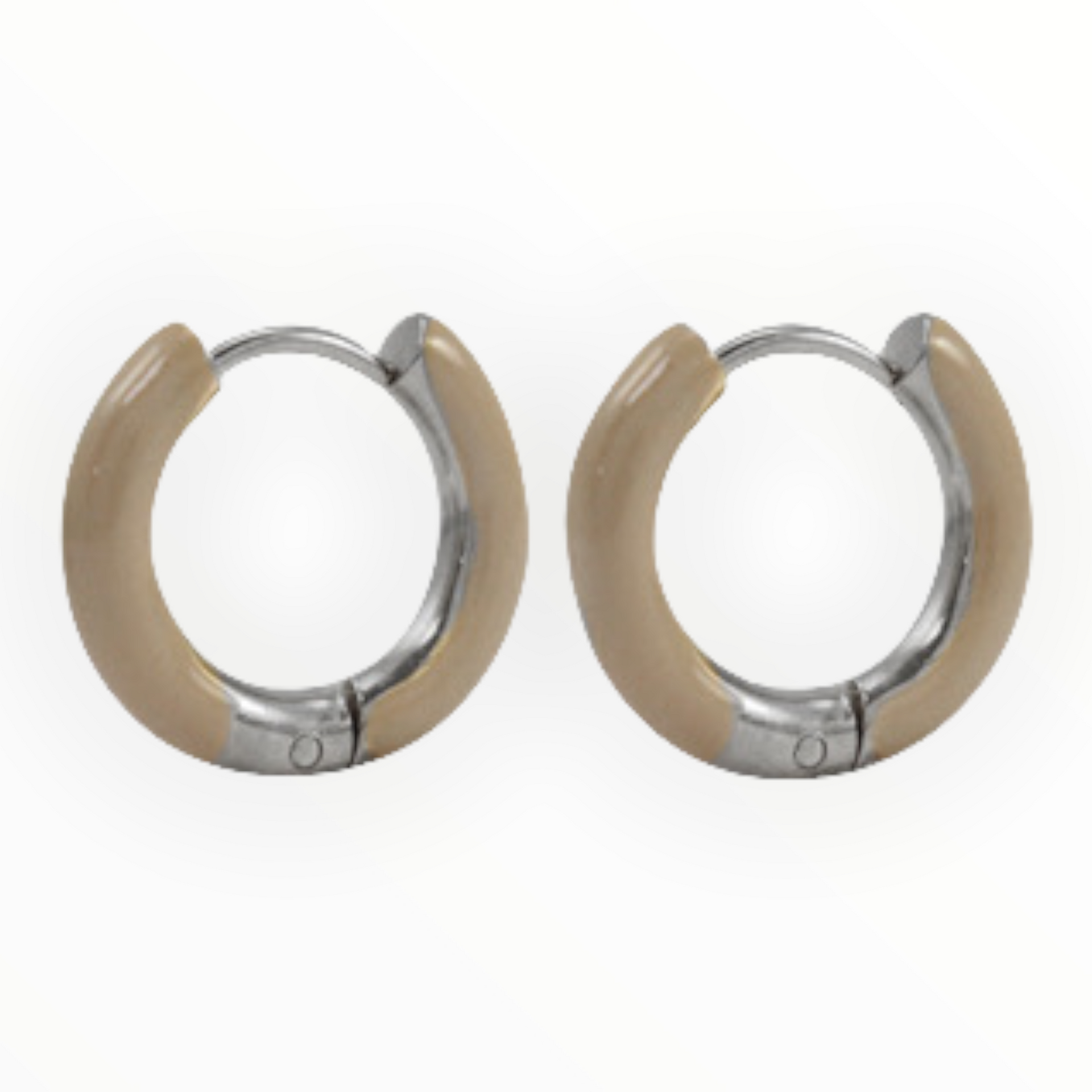 Creolen trendy oorbellen rond nude bruin-goud of zilver - zilverkleur - oorbellen