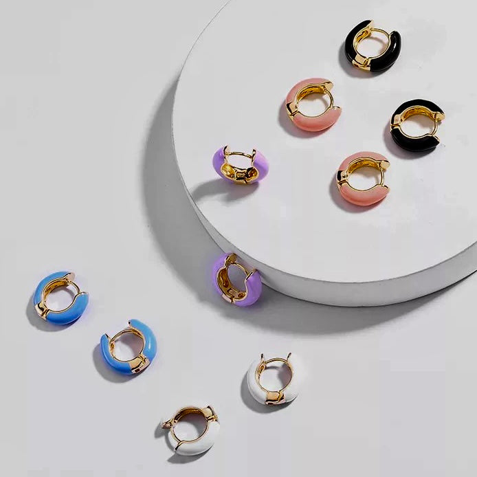 Creolen trendy oorbellen wit-goud - oorbellen