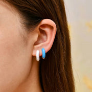 Creolen trendy oorbellen wit-goud - oorbellen