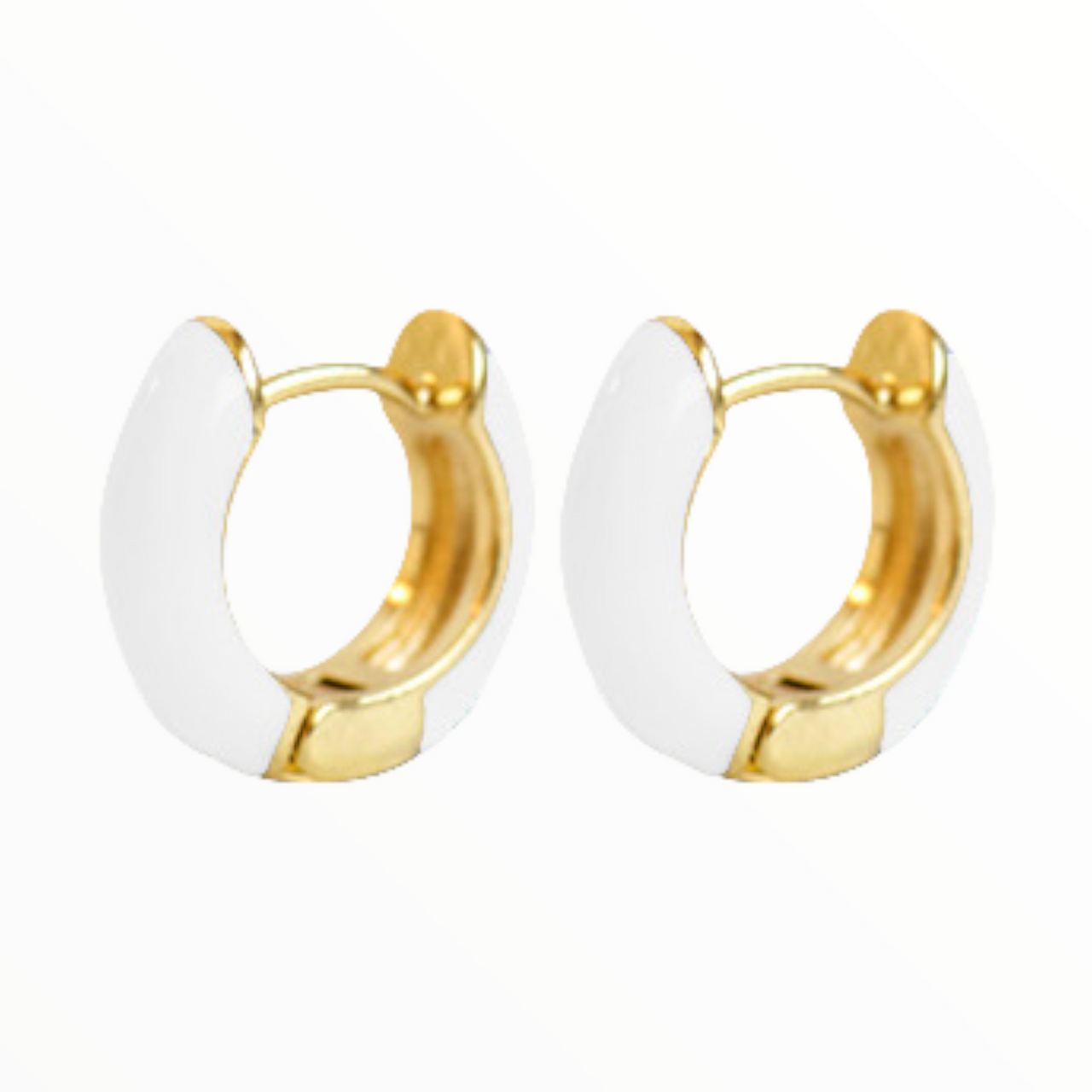 Creolen trendy oorbellen wit-goud - oorbellen