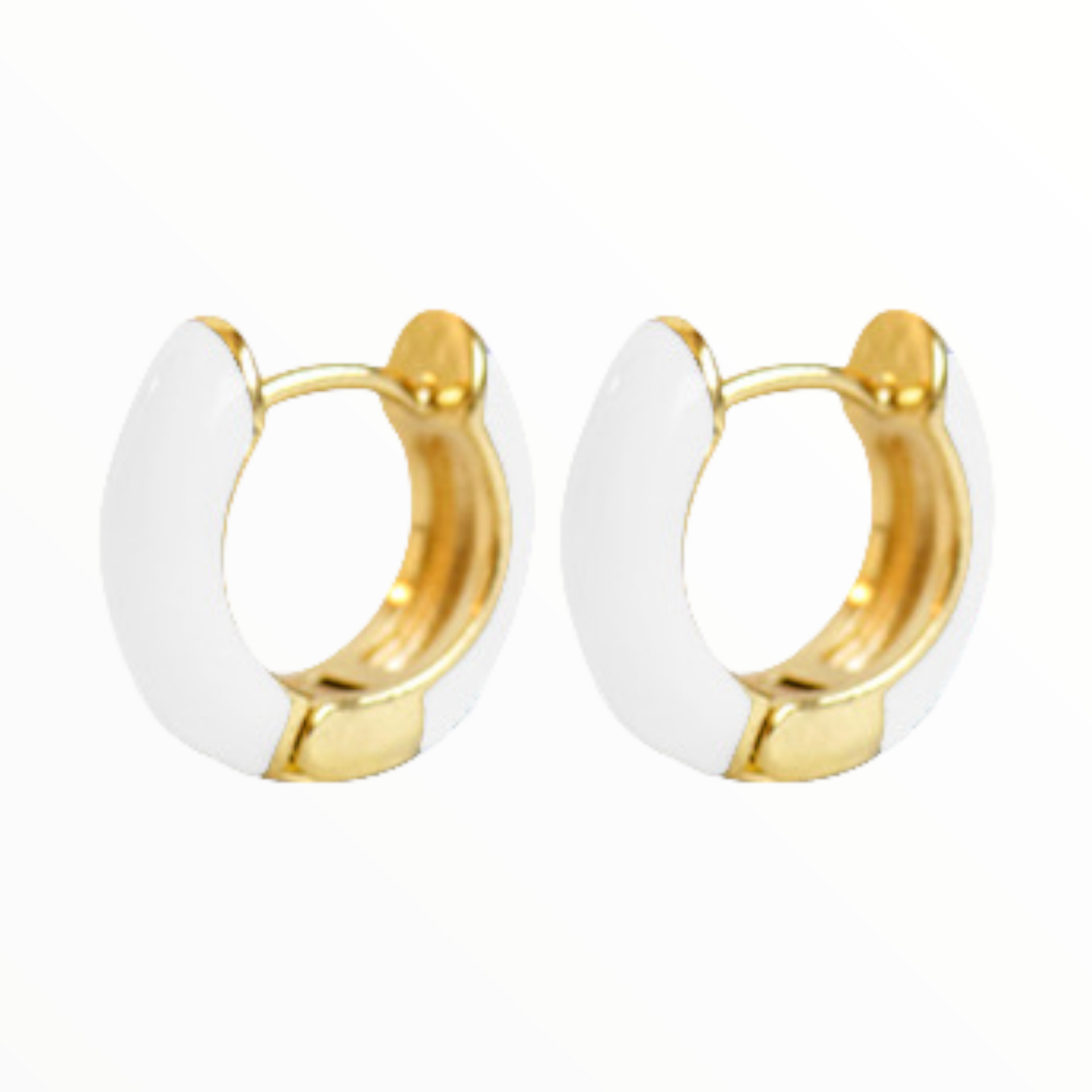 Creolen trendy oorbellen wit-goud - oorbellen