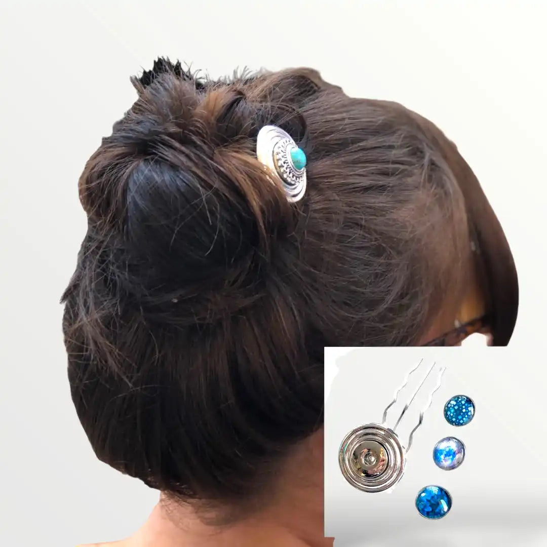 Zilveren haarspeld met een turquoise edelsteen