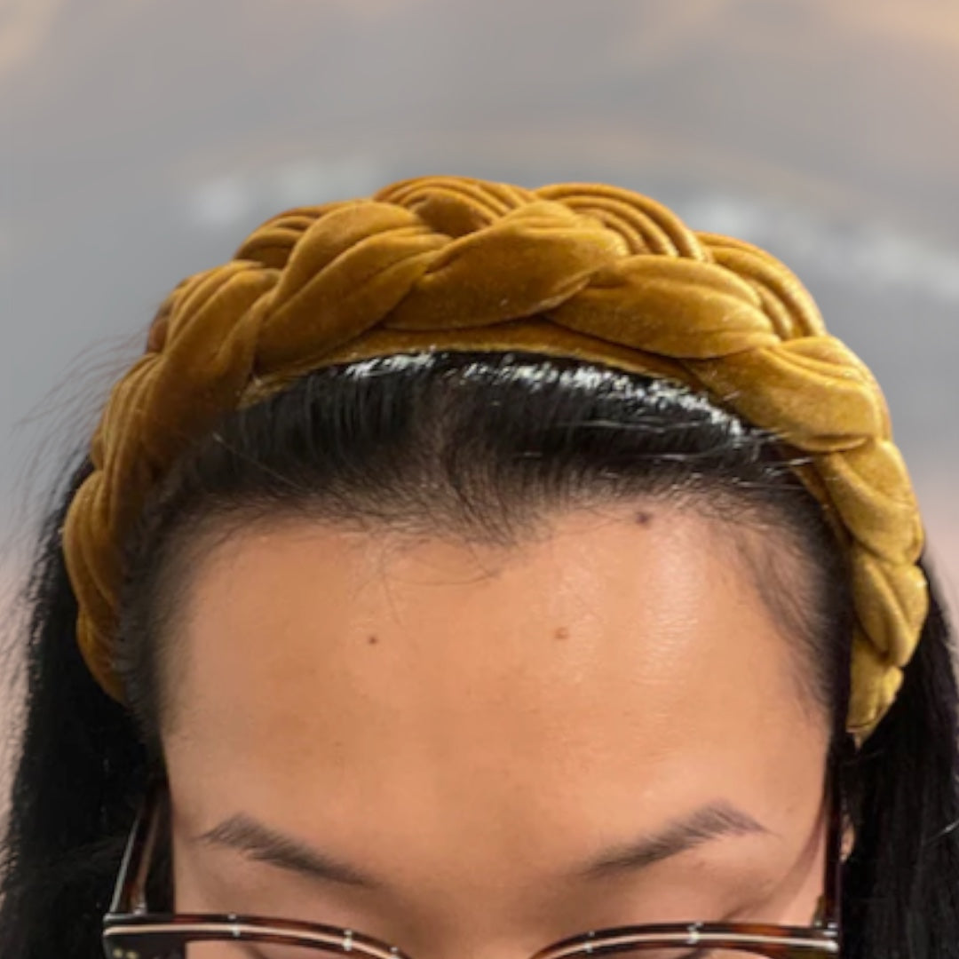 Diadeem fluweel gevlochten haarband goud