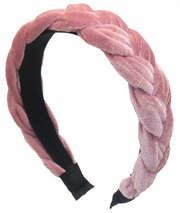 Diadeem fluweel gevlochten haarband roze