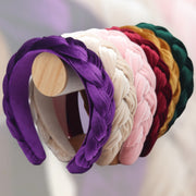 Diadeem fluweel gevlochten haarband roze