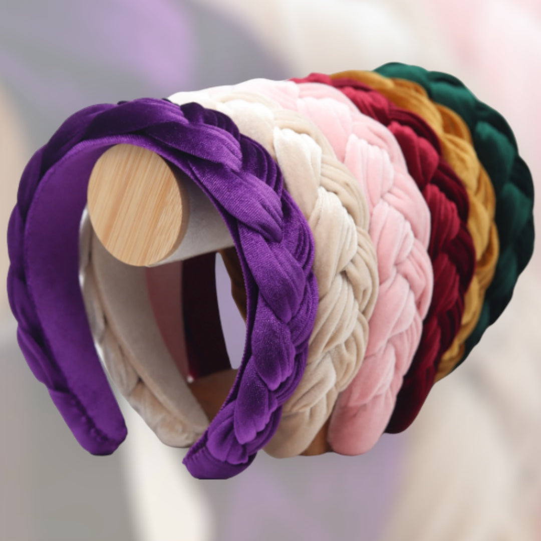 Diadeem fluweel gevlochten haarband zwart