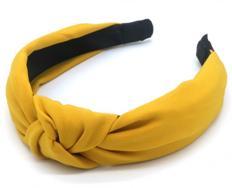 Diadeem knoop silk geel - haarband