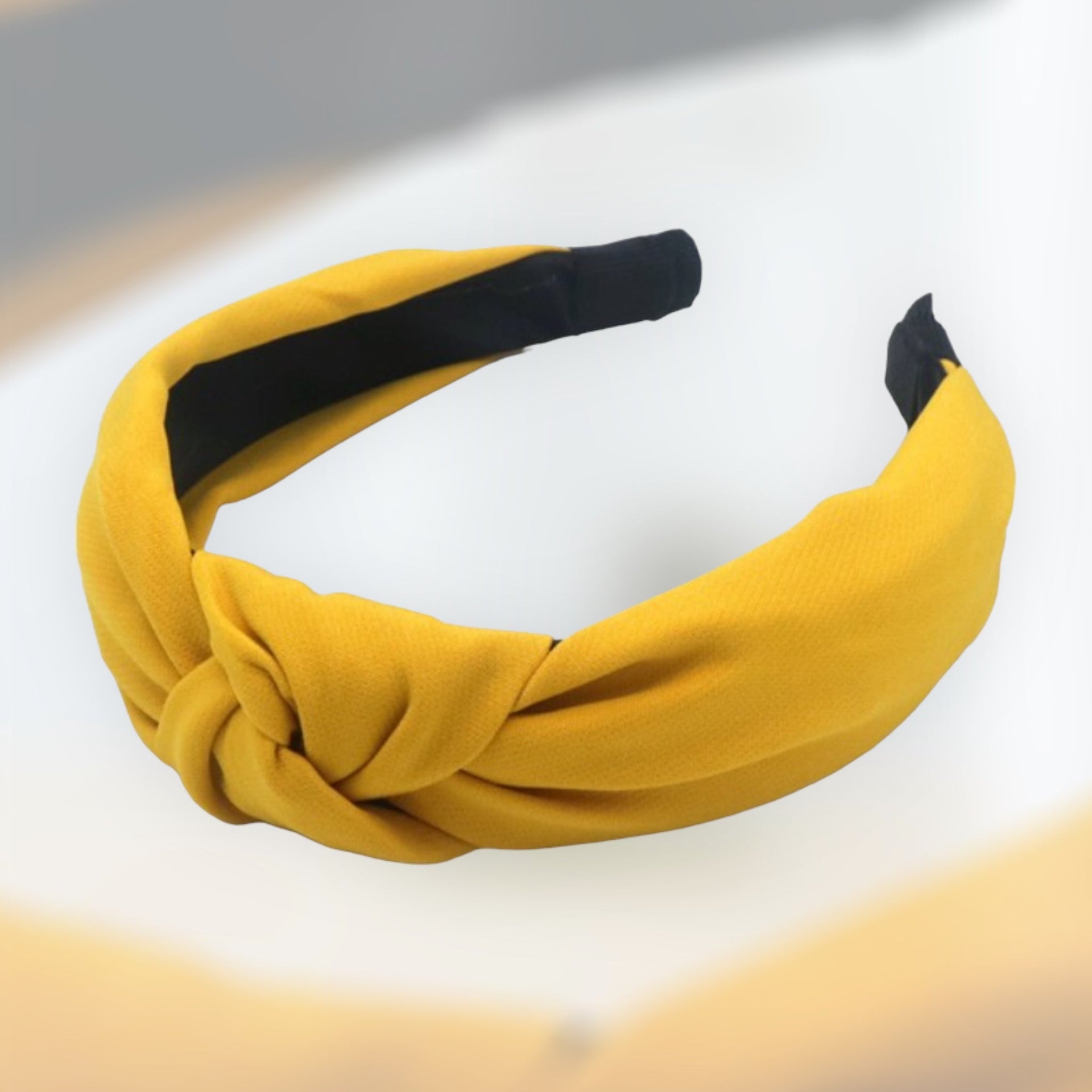 Diadeem knoop silk geel - haarband