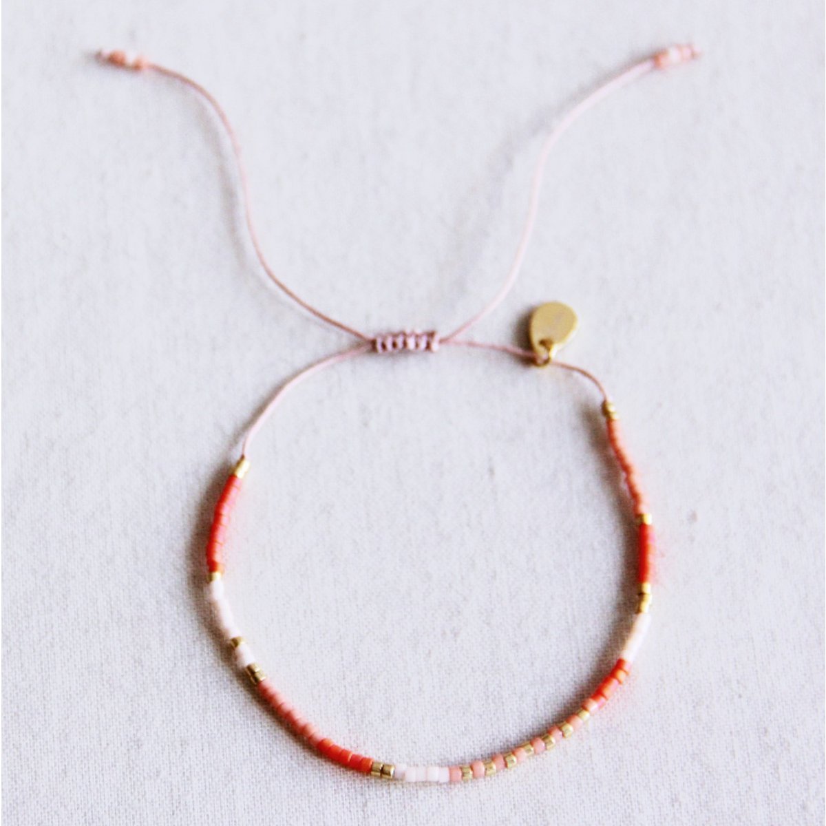 Miyuki armband nude/oranje/zalm