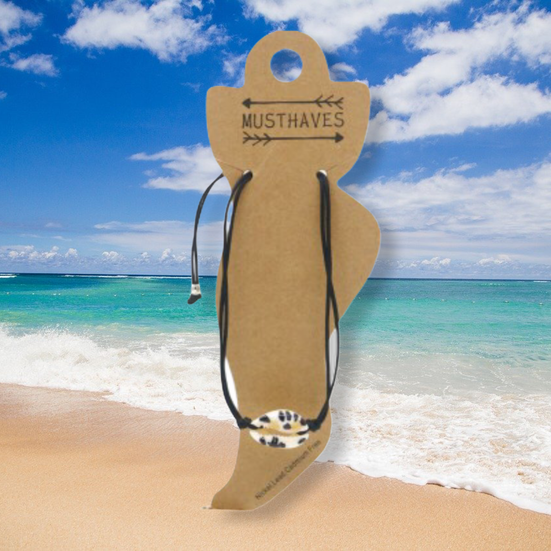 Enkelbandje schelp zwart