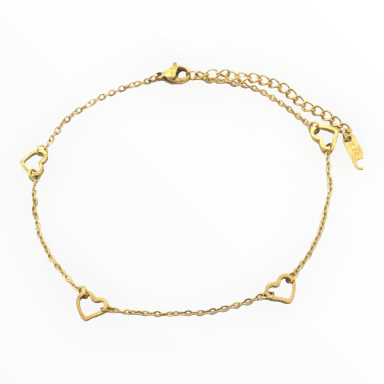 Enkelbandje verstelbaar goud met hartjes - enkelbandje