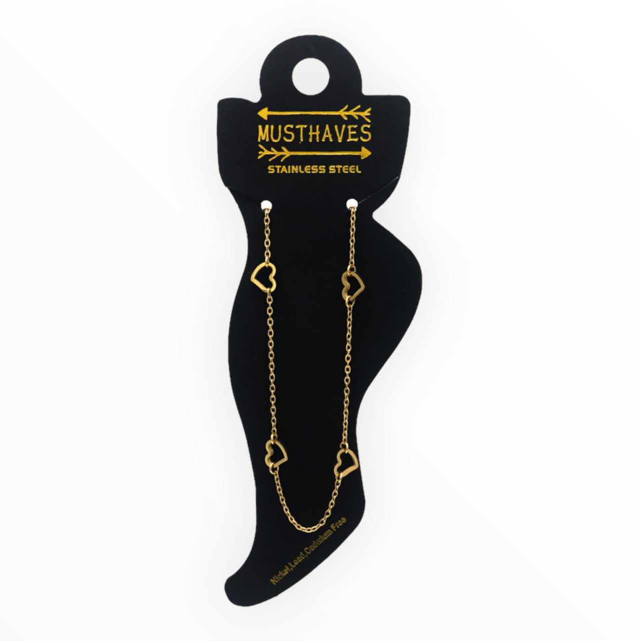 Enkelbandje verstelbaar goud met hartjes - enkelbandje