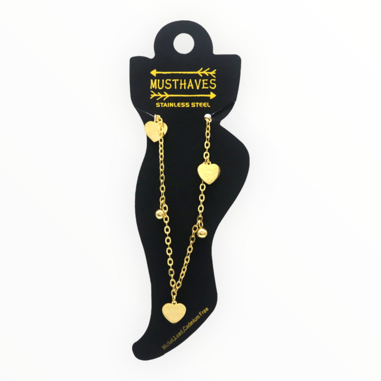 Enkelbandje verstelbaar gouden hartjes - enkelbandje