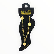 Enkelbandje verstelbaar gouden hartjes - enkelbandje