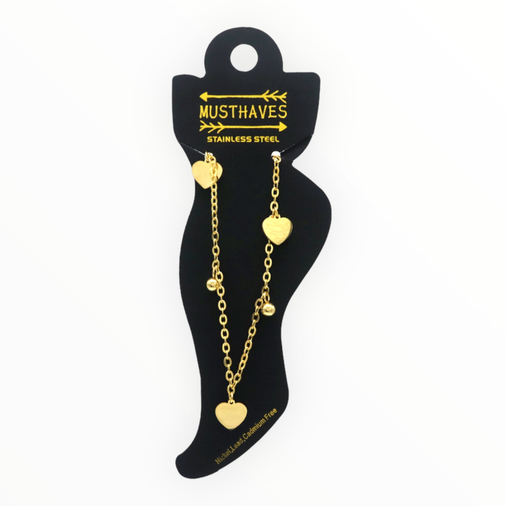 Enkelbandje verstelbaar gouden hartjes - enkelbandje