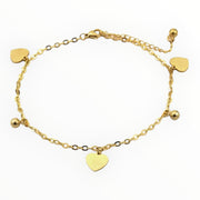 Enkelbandje verstelbaar gouden hartjes - enkelbandje