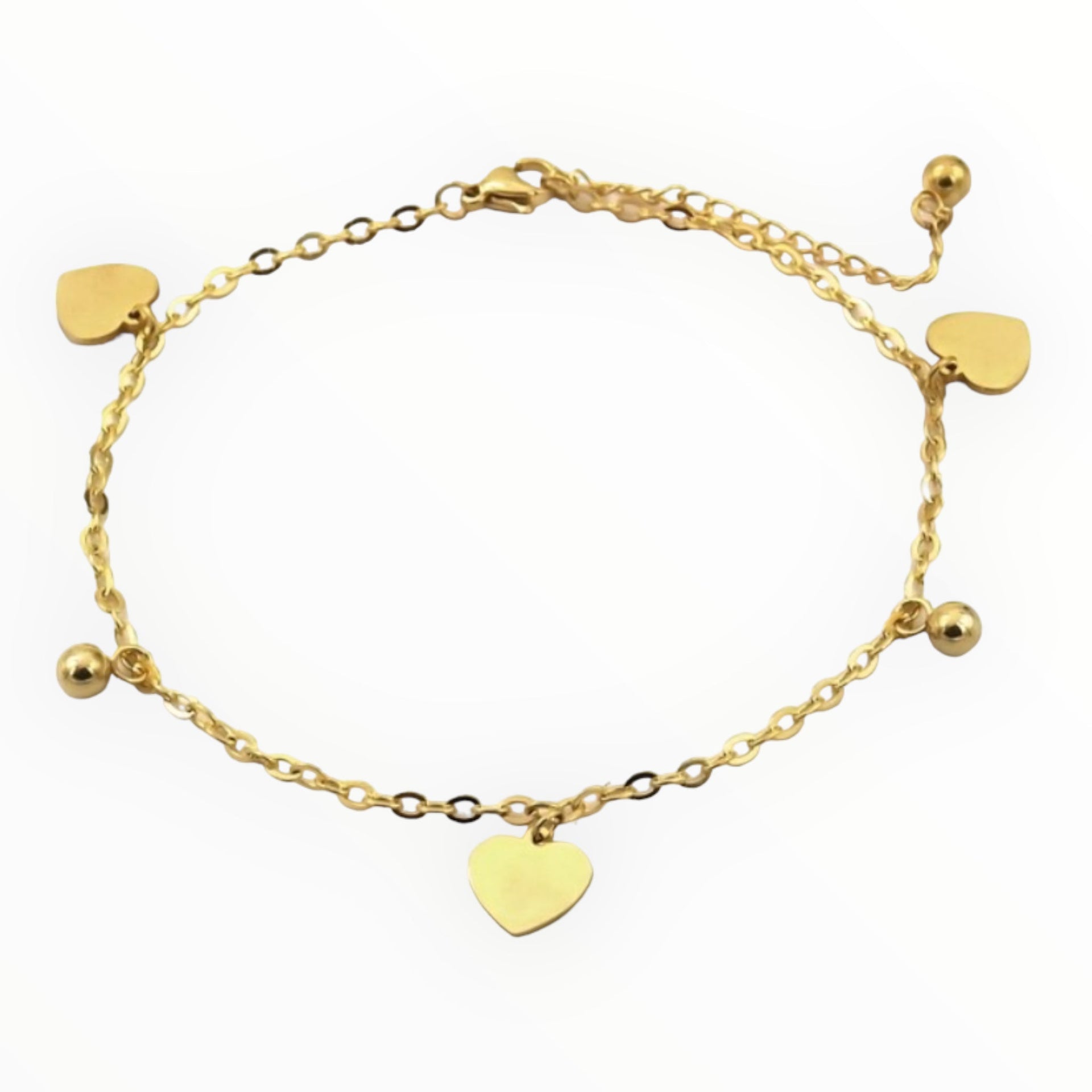 Enkelbandje verstelbaar gouden hartjes - enkelbandje