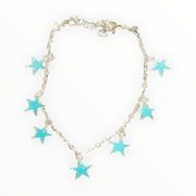 Enkelbandje verstelbaar met gekleurde sterretjes - blauw - enkelbandje