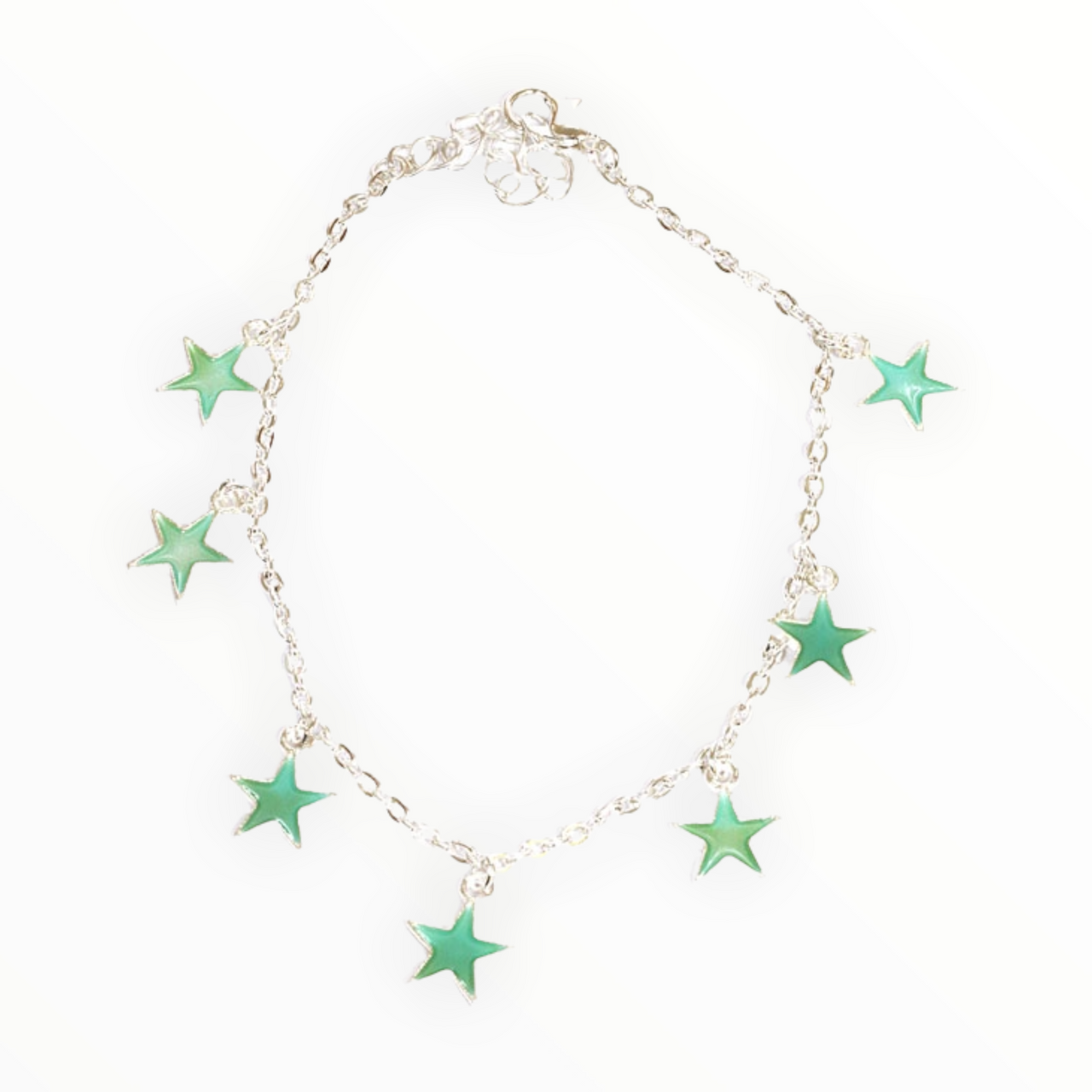 Enkelbandje verstelbaar met gekleurde sterretjes - groen - enkelbandje
