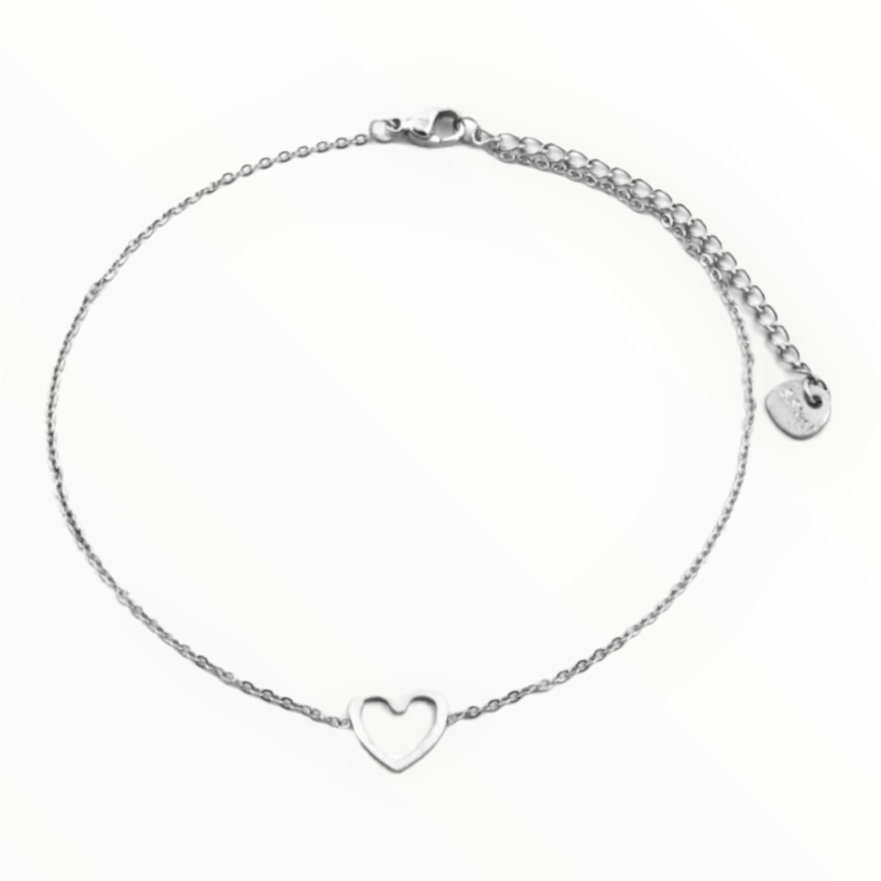 Enkelbandje verstelbaar met hartje - zilver - enkelbandje