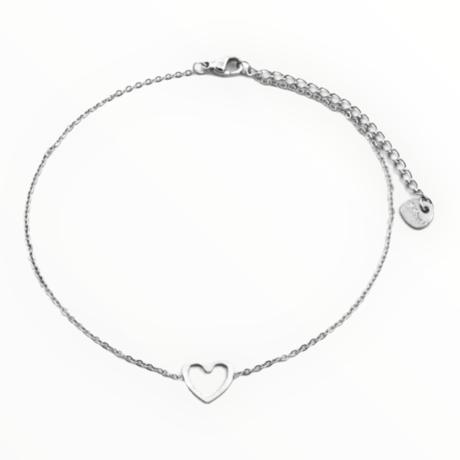 Enkelbandje verstelbaar met hartje - zilver - enkelbandje