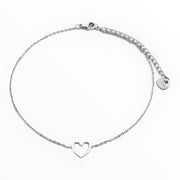 Enkelbandje verstelbaar met hartje - zilver - enkelbandje