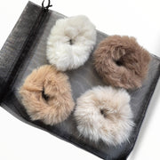 Fluffy haarelastieken set – zacht warm & stijlvol naturel tinten (4 stuks)
