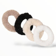 Fluffy haarelastieken set – zacht warm & stijlvol naturel tinten (4 stuks)